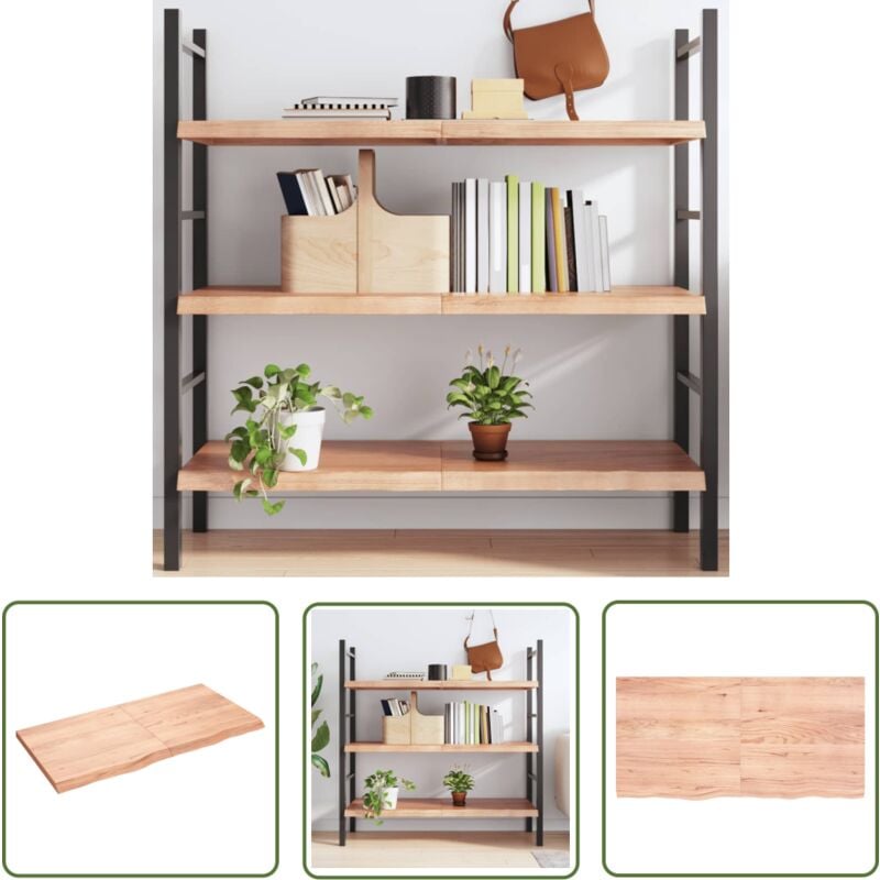 The Living Store Wandregal Hellbraun 120x60x(2-4) cm Massivholz Eiche Behandelt - Wandregal - Eichendielen - Holzmöbel - Landhausstyle - Regal