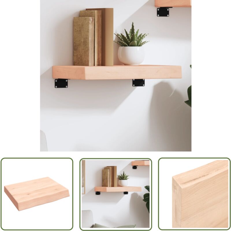 The Living Store Wandregal 40x30x(2-6) cm Massivholz Eiche Unbehandelt - Wandregal - Eichendielen - Holzmöbel - Deko Regal - Rustikal