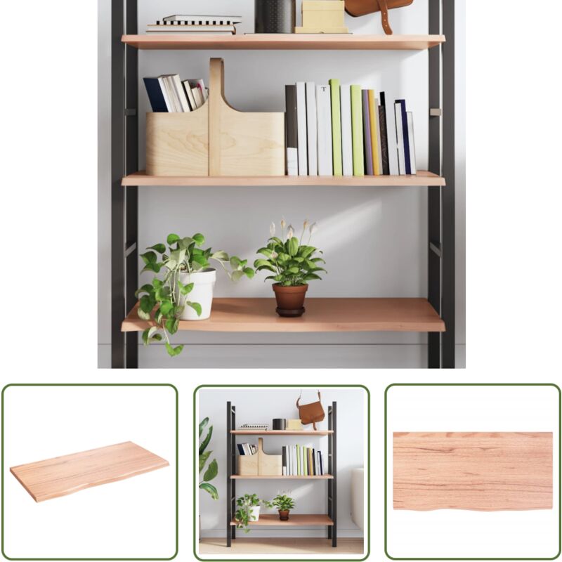 The Living Store Wandregal Hellbraun 80x40x2 cm Massivholz Eiche Behandelt - Wandregal - Eichendielen - Holzmöbel - Rustikal - Wohnraum Dekoration