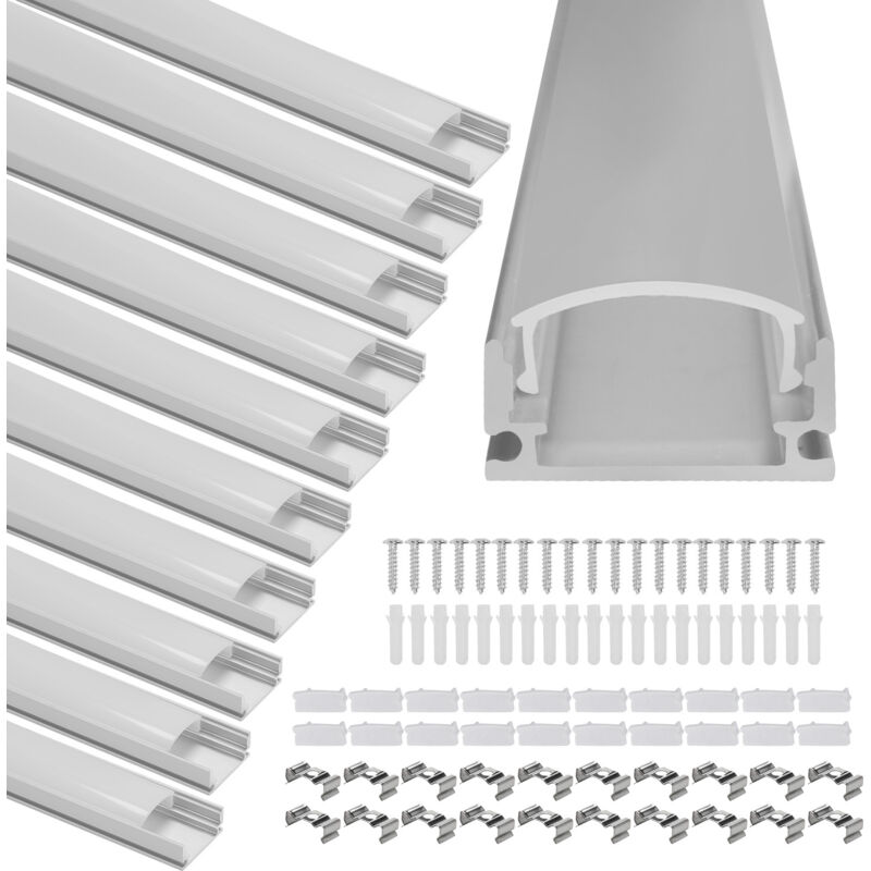 Jiubiaz 10x1m LED Alu Profil Aluminium Profil Schiene LED Leiste LED Kanal für LED Strip Profil Modelle U-form