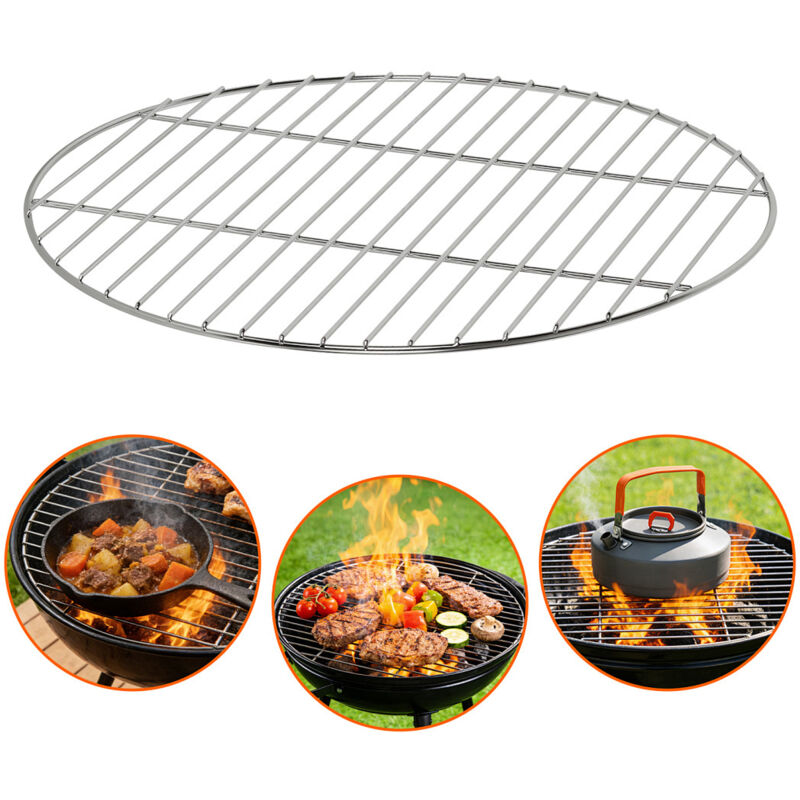 Jiubiaz Grillrost Rund 55 cm, Grill-Zubehör aus Hochwertigem Edelstahl, BBQ Grillrost für Gasgrill, Kugelgrill