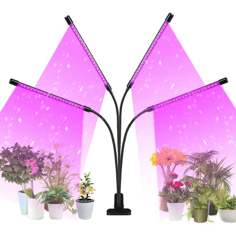 Jiubiaz Pflanzenlampe LED Vollspektrum 3 Köpfe Grow Lampe mit Timer Dimmbar 10 Helligkeitsstufen 360° Flexibel USB Pflanzenlicht