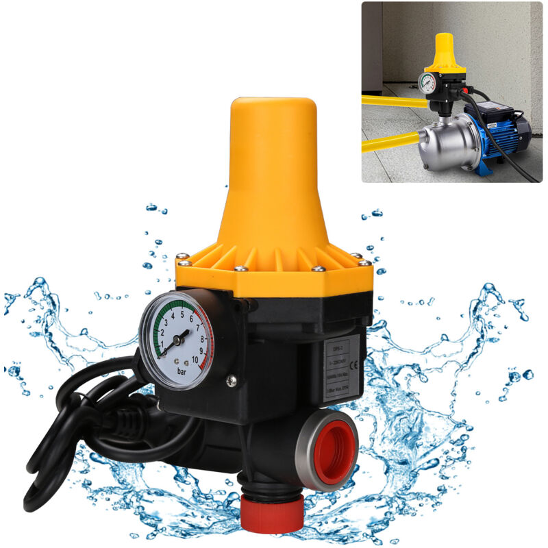 Jiubiaz Pumpensteuerung Druckschalter Wasserpumpe mit Kabel Digitale Einstellbare Trockenlaufschutz Hauswasserwerk Druckwächter Gartenpumpe