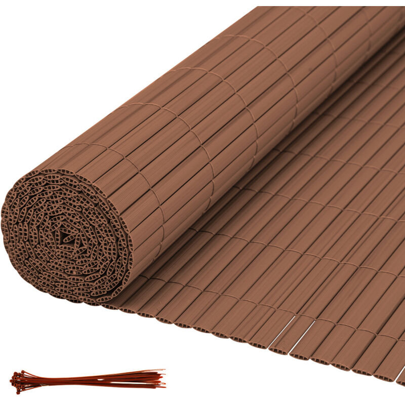 Jiubiaz PVC Sichtschutzmatte Balkon & Zaun – Wetterfester Sichtschutzzaun für Zaun, Windschutz, Zuschneidbar Braun 100x300cm