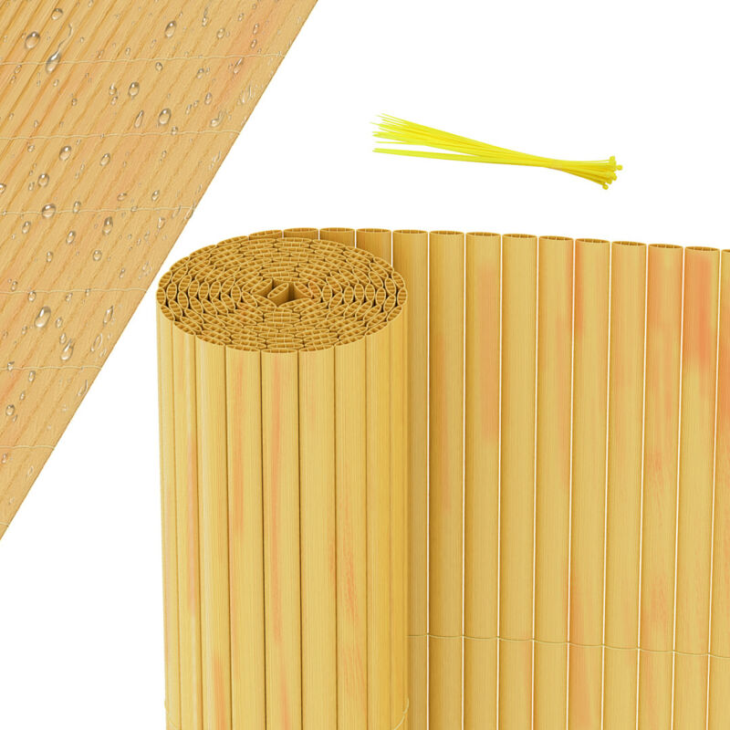 Jiubiaz PVC Sichtschutzmatte Balkon & Zaun – Wetterfester Sichtschutzzaun für Zaun, Windschutz, Zuschneidbar Bambus 180x500cm