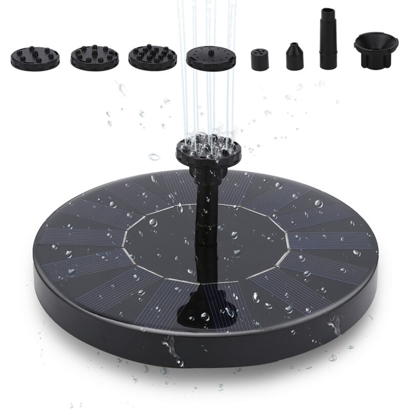 Jiubiaz SolarPumpe solar springbrunnen 1.5W 6 verschiedenen Spray Köpfe Teichpumpe Brunnen Wasserpumpe Teichpumpe Fontäne 190L/H