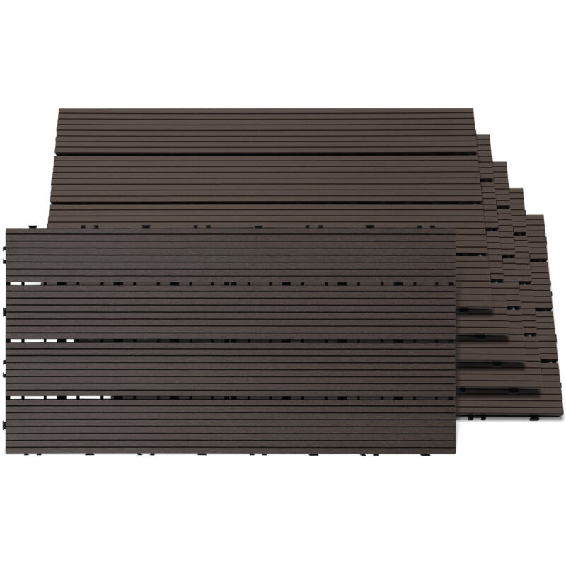 Jiubiaz WPC Terrassenfliesen 9 m², 30 x 60 cm 54 Stücke, Terrassendielen mit 4 Latten in Holzoptik, für Garten Balkon Bodenbelag mit Drainage und