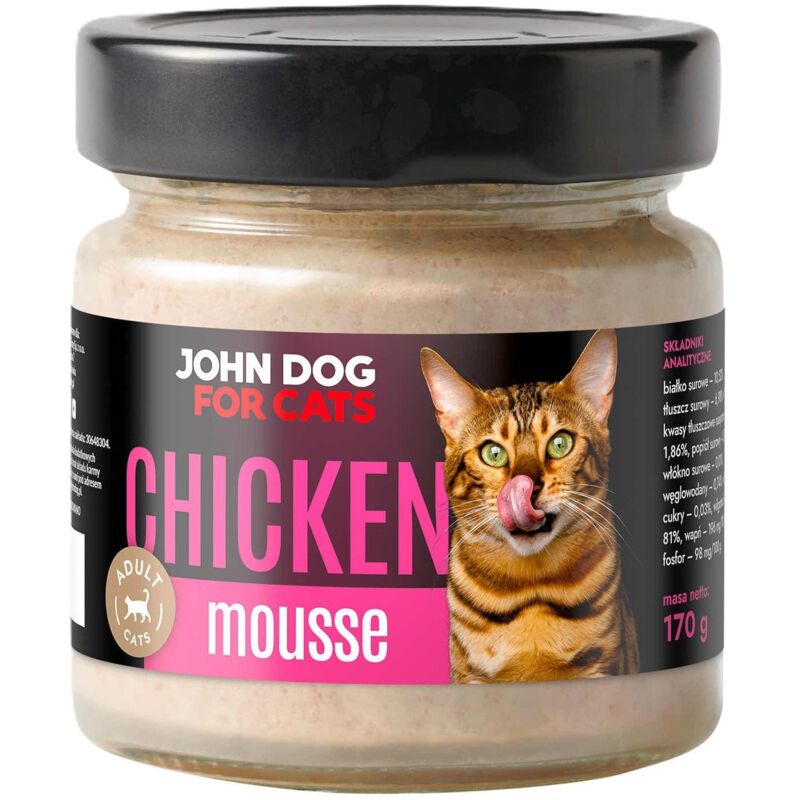 John Dog für Katzen Nassfutter-Mousse für Katzen Glas 170 g – Hühnermousse 170 g