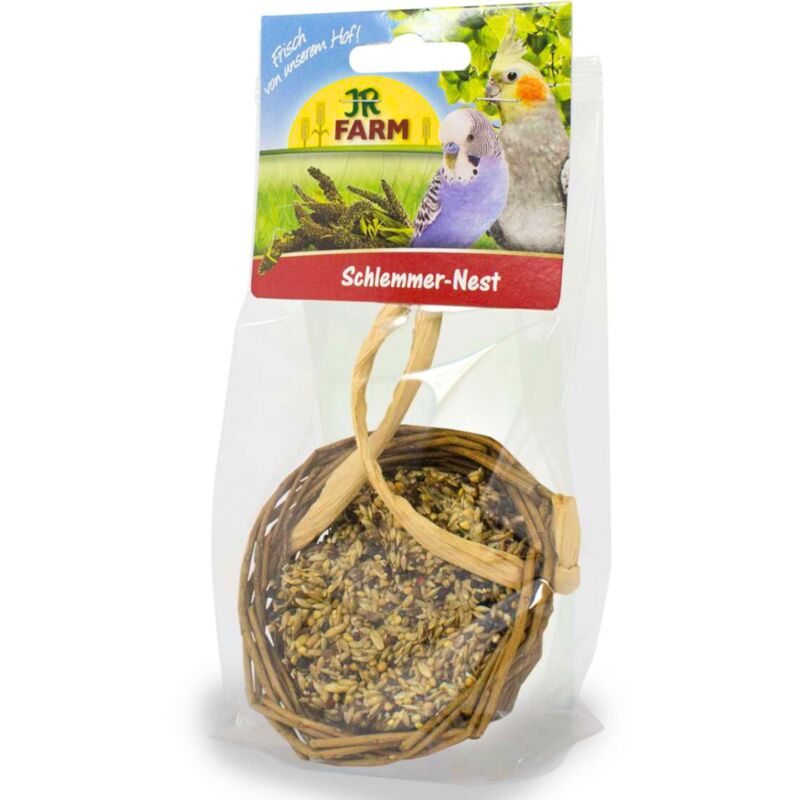 JR FARM Glutton's Nest - leckere Leckerbissen zum Spielen und Knabbern für alle Papageien 75g