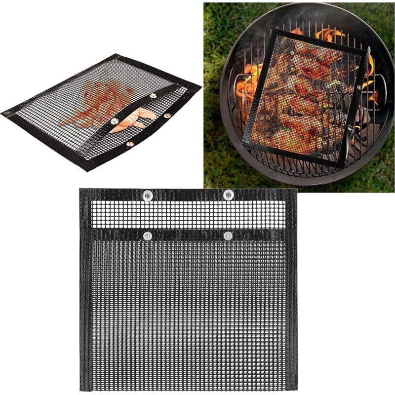 Set mit 2 wiederverwendbaren Fischsäcken (30 x 24 cm) für den Grill – geeignet für Holzkohle- und Elektrogrills, hitzebeständig und