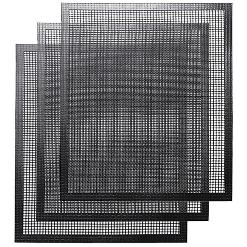 Set mit 3 wiederverwendbaren, antihaftbeschichteten Teflon-Kochmatten für Grills, Smoker, Pelletöfen, Gas- und Holzkohlegrills – 33 x 40 cm