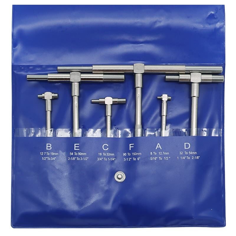 Fitags - Teleskop-Messgerät-Set, Innenmikrometer, Innenmessgerät - 6-tlg., verstellbares Teleskop-Messgerät mit Innendurchmesser, 8-150 mm