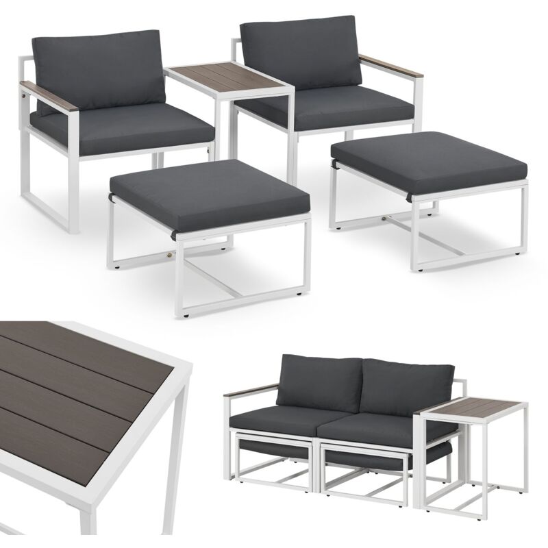 Gartenmöbel Sofa Set 5-teilig Bari mit Tisch & Polster - Metall Gartenlounge - Balkonmöbel klein - Outdoor Möbel Balkon Garten - Lounge Grau - Juskys