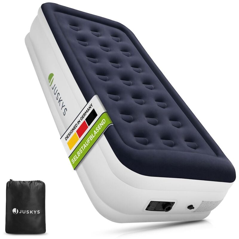 Luftmatratze Sapri m in Blau-Weiß - 1 Personen Luftbett selbstaufblasend - aufblasbare Matratze als Gästebett oder Camping - integrierter Pumpe