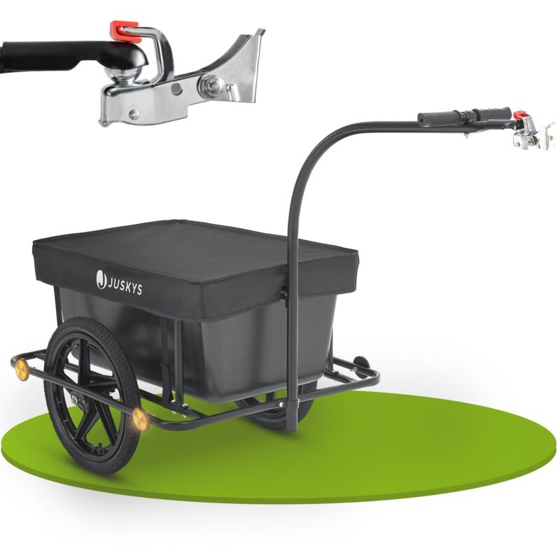 Fahrradanhänger 90 Liter - Lastenanhänger mit Kupplung & Deichsel - Anhänger für Fahrrad 40 kg Zuladung - Transportanhänger mit Plane - Juskys