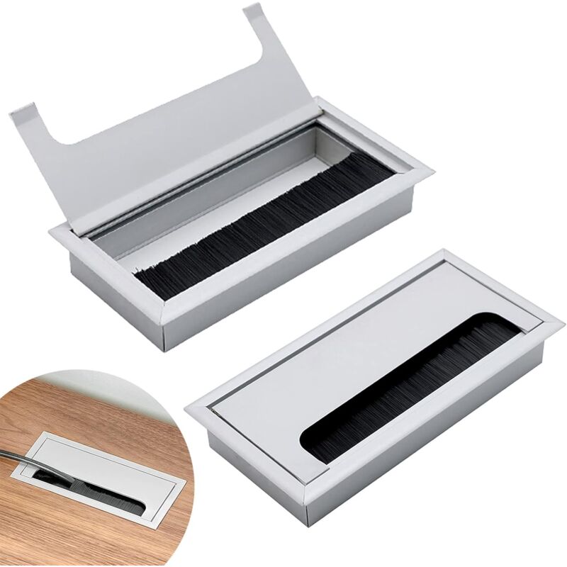Kabelauslass Tisch Aluminium Kabeldurchführungsloch 2 Stück Kabeldurchführungslochabdeckung Kabelauslass Silber Kabeleinführung für Tisch Computer