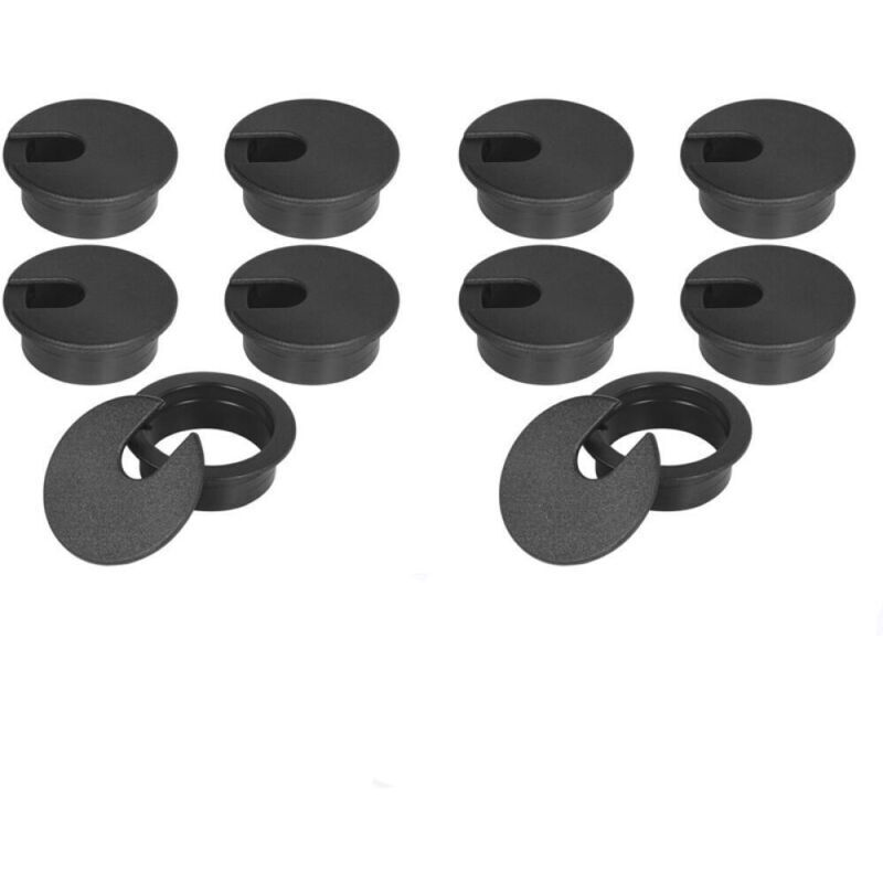 Kabeldurchführungen für Desktop-Computer, Kunststoff-Kabelabdeckungen für Computer, TV-Ständer und Desktop-Computer, 10er-Pack, schwarz, 35 mm.