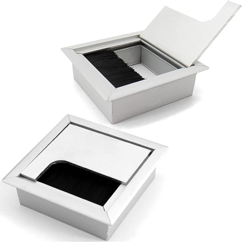 Kabeldurchführungen, Kabeldurchführungen für Schreibtisch, Kabelmanagement-Schreibtisch mit Bürstendichtung – Packung mit 2 Boxen, 80 x 80 mm,