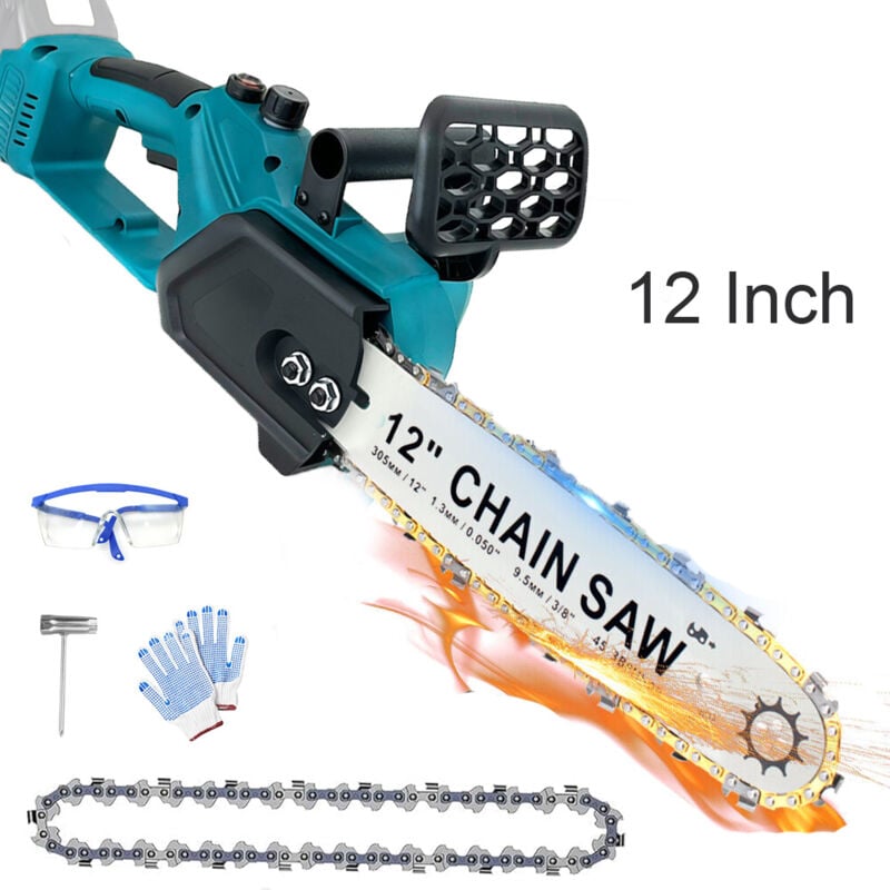 Kabelgebundene elektrische Kettensäge, Akku-Kettensäge, 12-Zoll-Akku-Kettensäge, handgehaltener elektrischer Holzschneider + Sägekette, (ohne Akku),