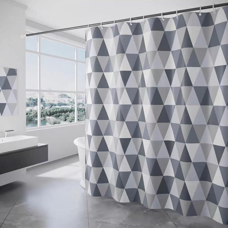 Duschvorhang 180 x 180 cm, dreieckige Duschvorhänge, wasserdichter, schimmelfester Duschvorhang, mit 12 Duschvorhangringen, geeignet für Badezimmer