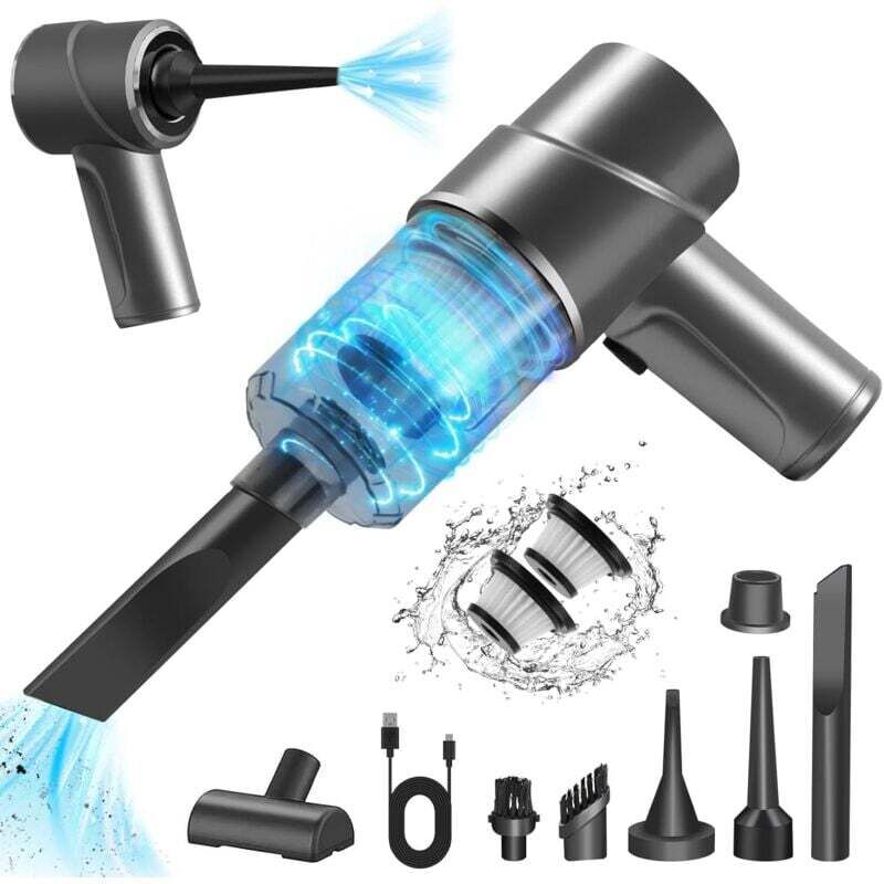 Kabelloser Autostaubsauger, Mini-Handstaubsauger, 3-in-1-Akku-Handstaubsauger, Gebläse und Vakuumpumpe mit 2 HEPA-Filtern für Auto, Büro und Zuhause,