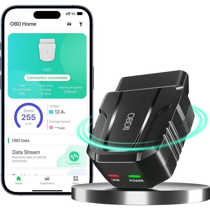Kabelloser Bluetooth-OBD2-Scanner/Lesegerät, Kfz-Diagnosegerät für iOS und Android, Bluetooth 5.4 Leistungstest, Motorprüfung, Fehlercode-Lesegerät,