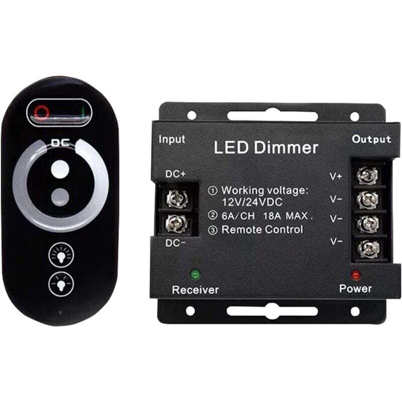 Kabelloser Touch-Dimmer für 12-V-LED-Lampen – 12 V DC mit Fernbedienung für alle dimmbaren DC-LED-Lampen – Kabelloser Touch-Dimmer 18 A