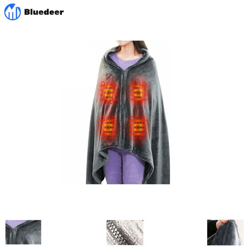 Kabelloser, USB-beheizbarer Schal – Tragbare Heizdecke mit 3 Temperaturstufen – Waschbarer elektrischer Poncho 150 x 85 cm