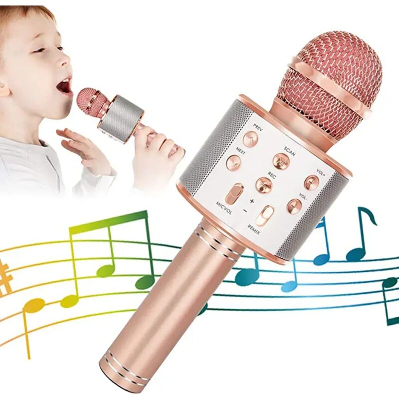 Kabelloses 5-in-1-Bluetooth-Karaoke-Mikrofon für Kinder mit Lautsprecher und Remix-Funktion zum Mitsingen und Spaß haben