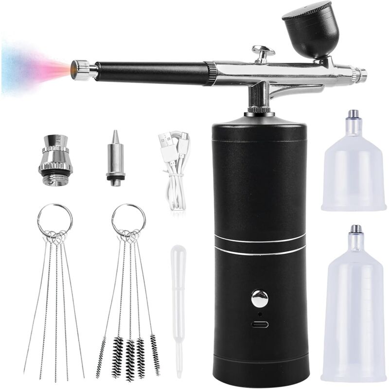 Kabelloses Airbrush-Set, tragbare Airbrush-Pistole, wiederaufladbares Airbrush-Set, kabellose Airbrush mit Kompressor, für Nageldesign,