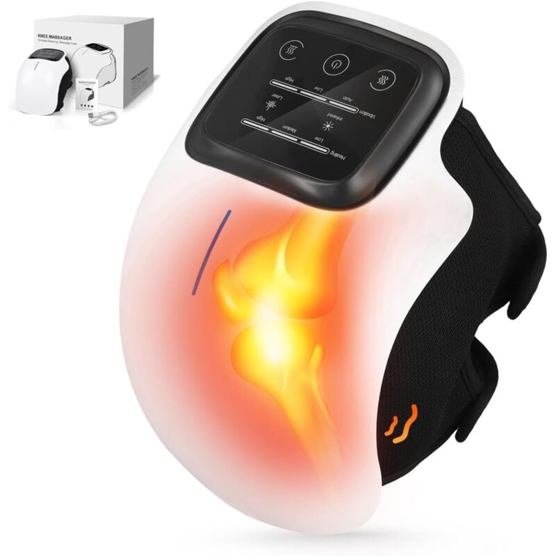 Kabelloses Kniemassagegerät, 3000 mAh, wiederaufladbares Massagegerät mit Heizung und Massage und Infrarot für Knie, LED-Touchscreen, für Männer und