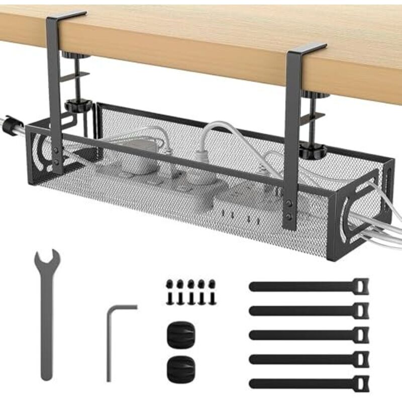 Kabelmanagement für den Schreibtisch, kein Bohren erforderlich, Kabelkanal für unter den Schreibtisch, Kabelhalterung zum Anclipsen, Kabelmanagement