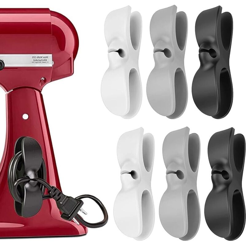 Kabelorganisator für Haushaltsgeräte – 6er-Pack – selbstklebend – Kabelclips – Kabelaufwickler – Kabelreduzierer – für Küchengeräte