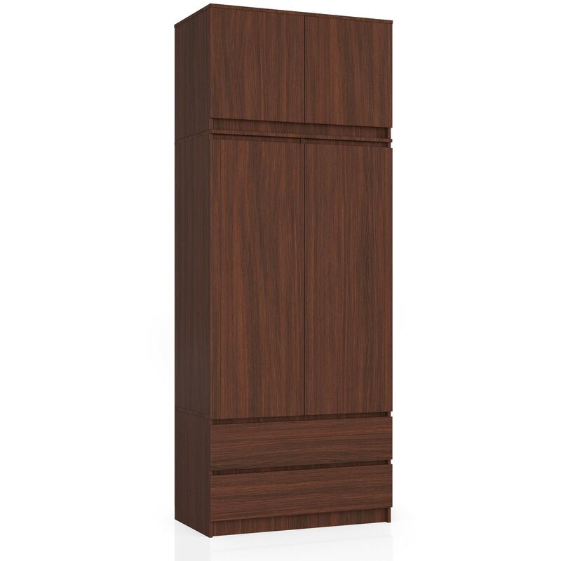 Kleiderschrank Akord S90 mit Aufsatz Wenge 90 cm 2 Türen 2 Schubladen 6 Ebenen B90 x H234 x T51 cm