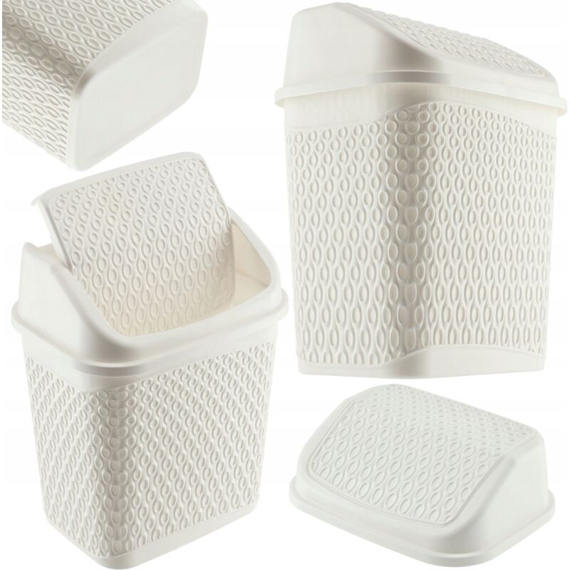 KADAX Badezimmer-Mülleimer, weiß, 6,2 l, kippbarer Badezimmer-Behälter