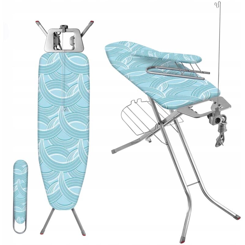 KADAX Bügelbrett 120x38 cm breit mit Steckdose + Komplettbezug