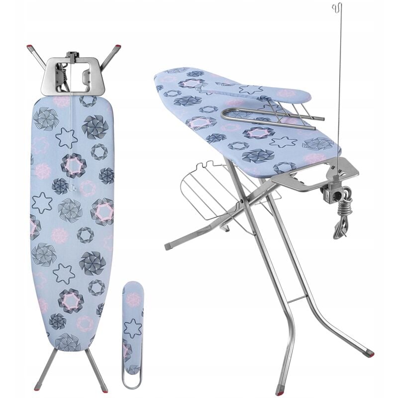 Bügelbrett für Dampfbügelstation, klappbares Bügelbrett mit Bügeleisenhalterung, Steckdose, Ab - Kadax