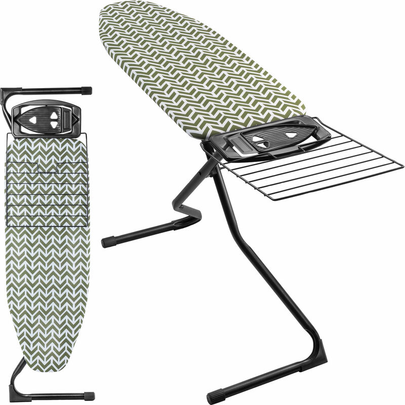 KADAX Bügelbrett mit ausziehbarem Fach, 120x42cm Bügeltisch Grün