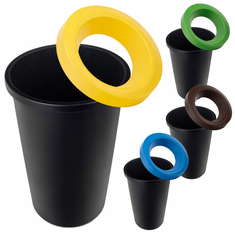Mülleimer-Set rund aus robustem Kunststoff, Mülleimer, Abfalltrenner (4 x 45 l) - Kadax