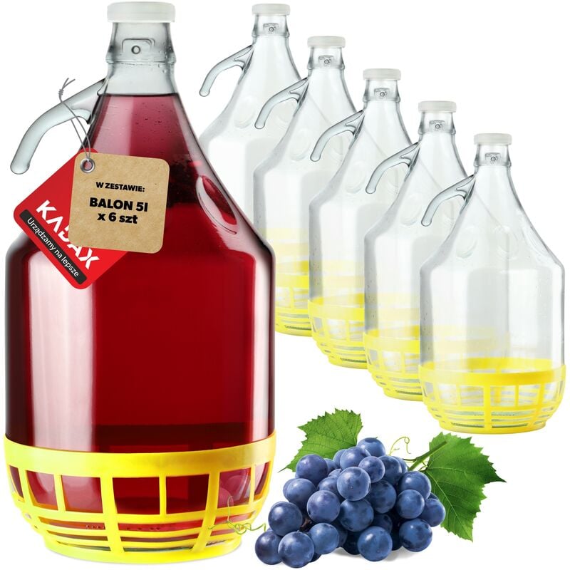KADAX Weinballon, Glasballon für Wein, Weinfass aus glas, Gärballon, Fass für Wein aus Glas, Bügelfl