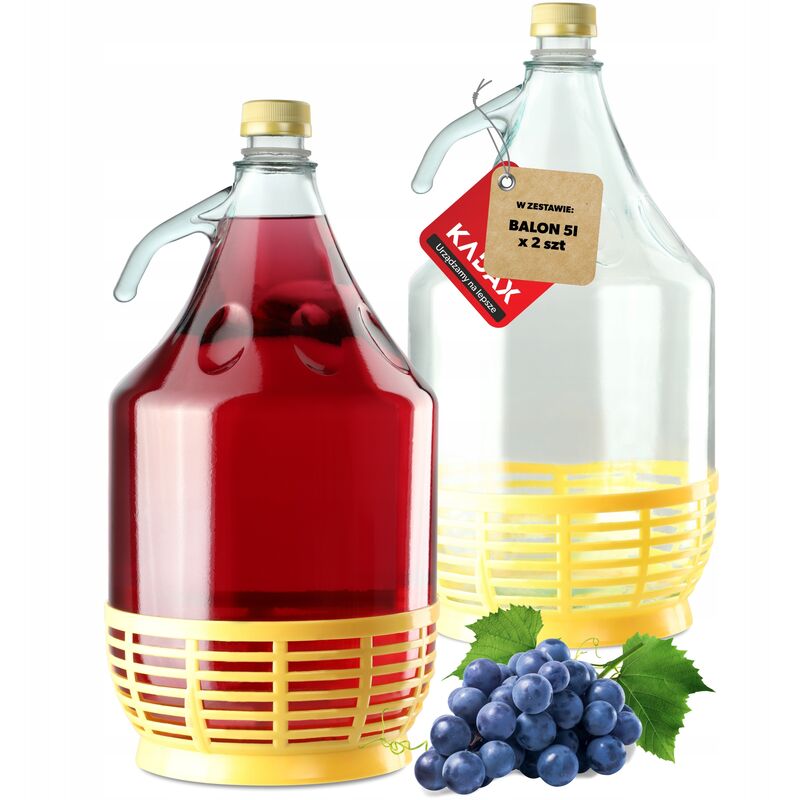 KADAX Weinballon, Glasballon für Wein, Weinfass aus glas, Gärballon, Fass für Wein aus Glas, Bügelfl