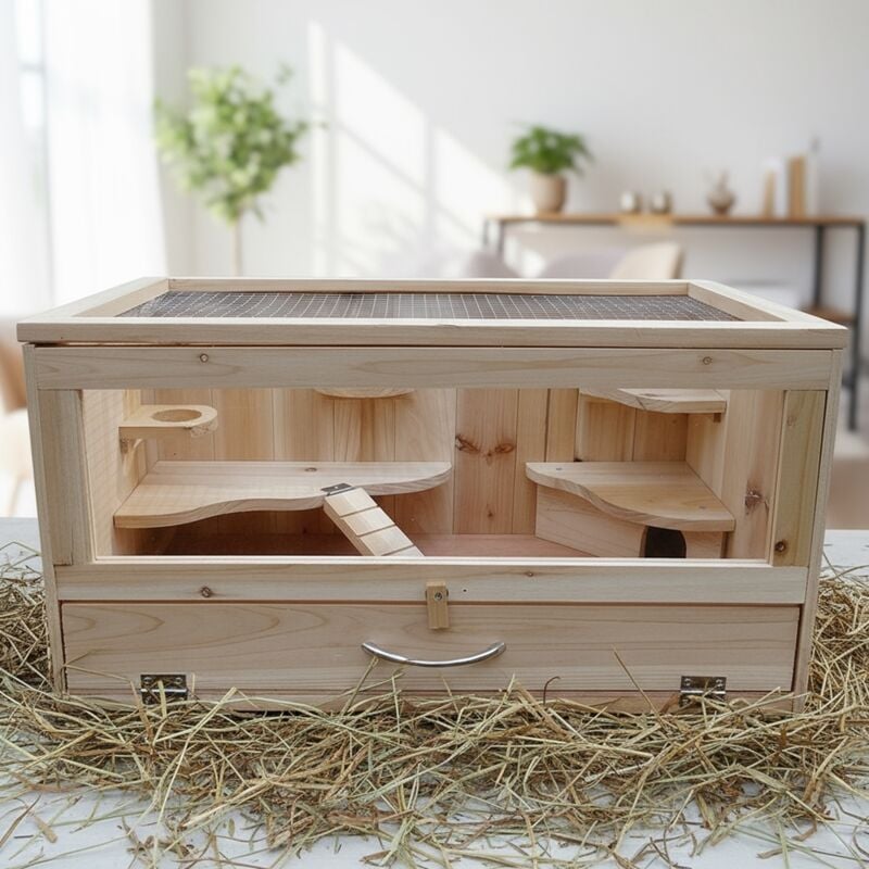 Käfig aus Holz Hamsterkäfig Mäusekäfig Rattenkäfig Nagerstall Gehege wow