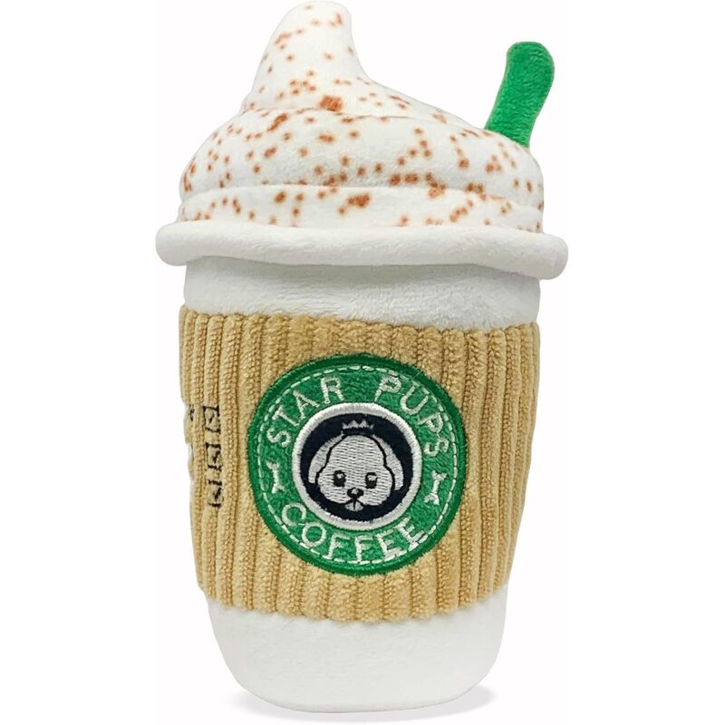 Kaffee-Latte-Hundespielzeug – Lustiges Herbst-Hundespielzeug – Quietschendes Plüsch-Ferienspielzeug für mittelgroße, kleine und große Hunde –