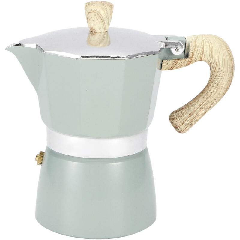 Kaffeemaschine, achteckige Kochfeld-Kaffeemaschine, Aluminium für Küchenzubehör, Bürokaffee (Nr. 6, 300-ml-Kanne, Seeblau)