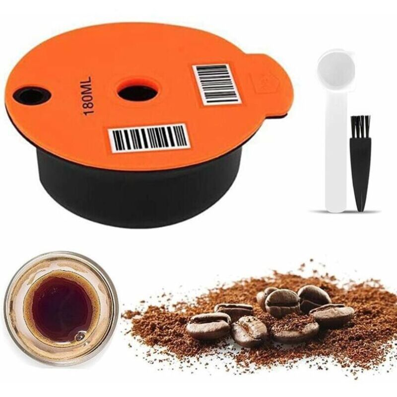 Kaffeepads, wiederverwendbarer Kaffeefilter, nachfüllbare Kunststoff-Kaffeekapsel mit Löffel für Bosch Tassimo Kaffeemaschine, 180 ml