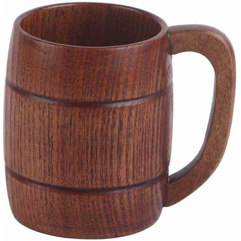 Kaffeevollautomat, Bierkrug aus Holz, klassischer, natürlicher Retro-Trinkbecher aus Holz mit großem Fassungsvermögen für Tee und Wasser