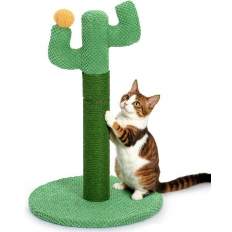 Kaktus-Kratzbaum für Katzen 50 cm - Happy & Polly Kratzbaum für Katzen aus strapazierfähigem Stoffseil, Naturjute - Kratzbaum mit stabilem Sockel für