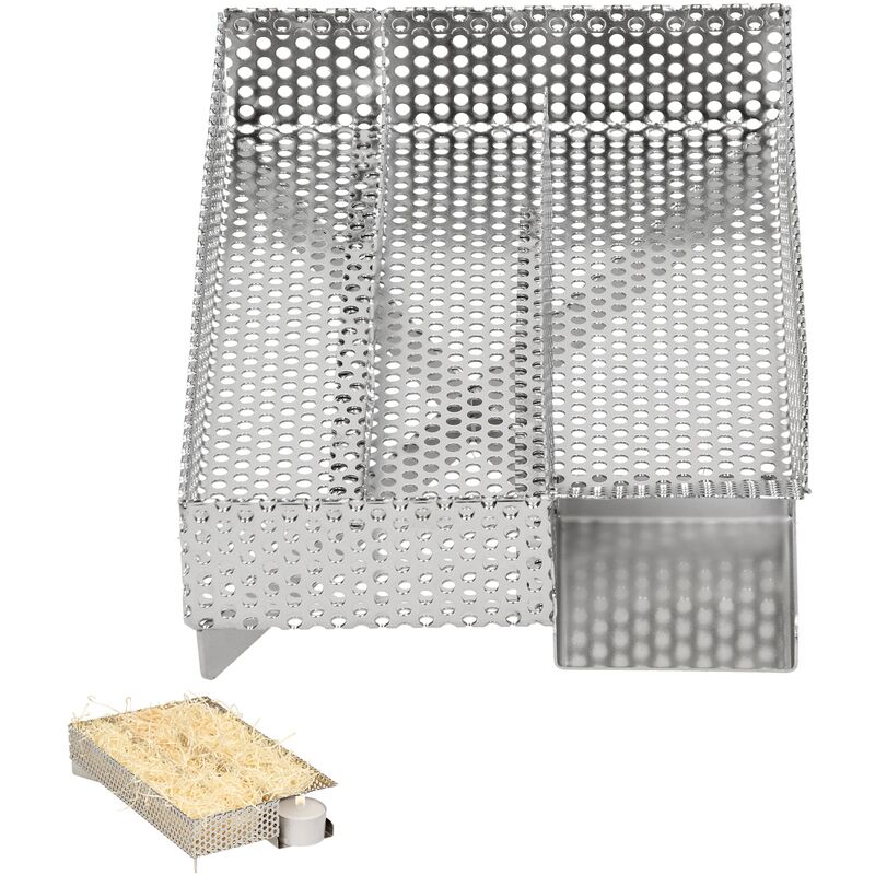 Ecd Germany - Kaltrauchgenerator aus Edelstahl mit 3 Kammern für Sparbrand, 20x12,5 cm, Kaltraucherzeuger zum Kalträuchern und Smoken im Räucherofen,
