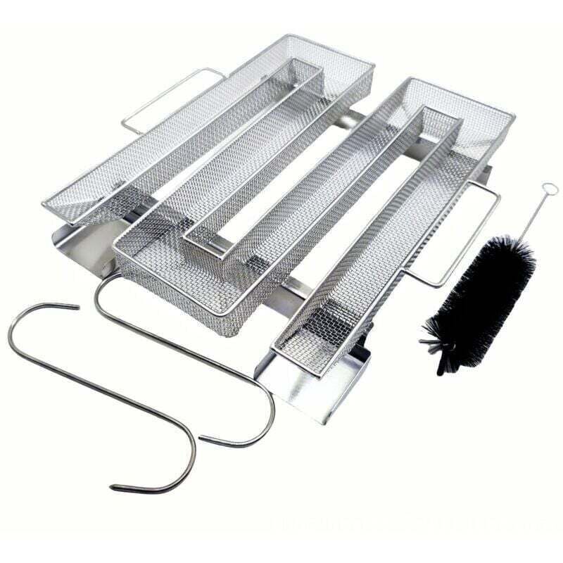 Kaltrauchgenerator aus Edelstahl mit 2 Fleischhaken und 1 Reinigungsbürste – Räucherofen für Grills, Barbecues und mehr, wiederverwendbarer