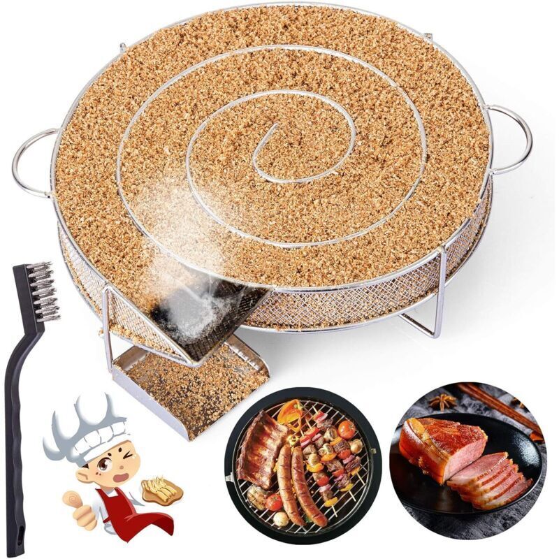 Kaltrauchgenerator für Räucheröfen, Fleisch- und Fischräuchern mit Reinigungsbürste, Grill